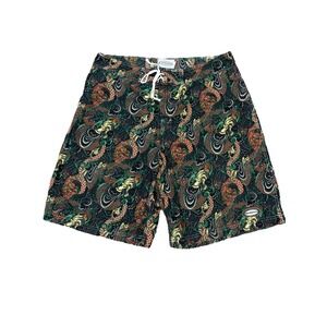 VTG 90s Dragon Board Shorts Surf Swim Y2K Skater Cargo Beach Oriental Mens Sz 36